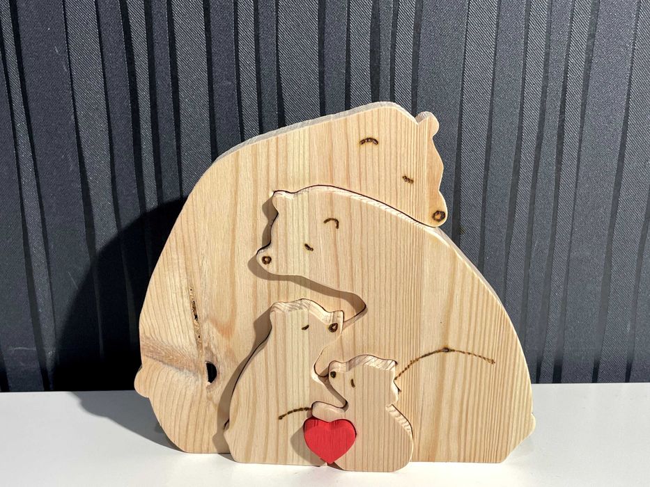 Família Urso Madeira - Pai, mãe e 2 filhos