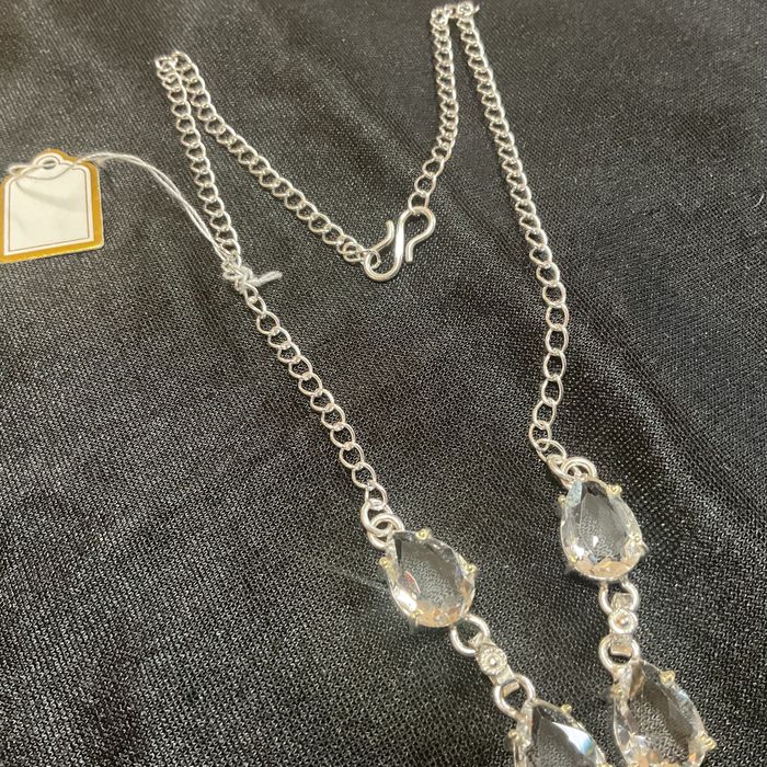 Colar prata 925 pedra transparente 50 cm