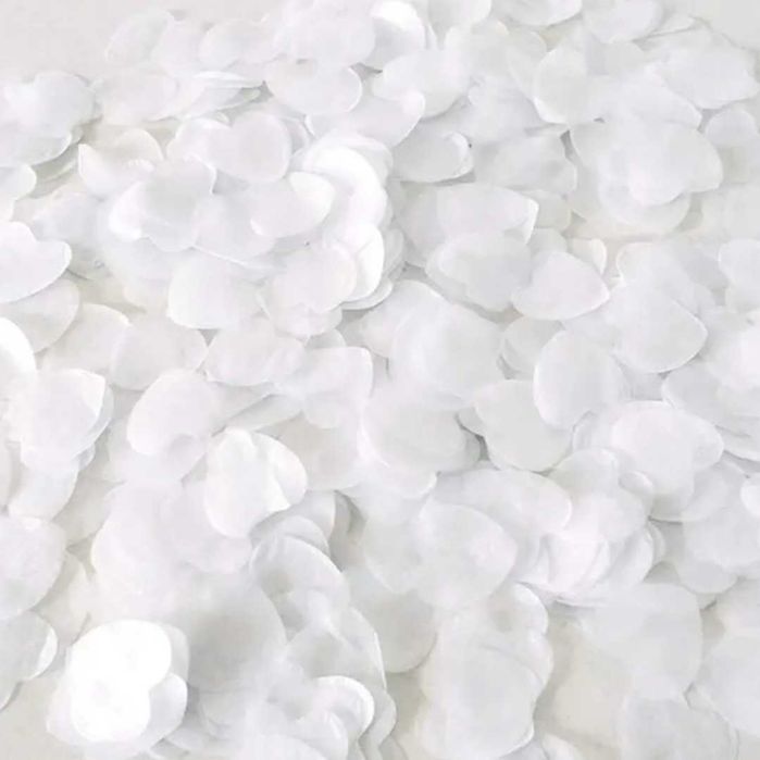 Весільні білі серця з рожевими блискітками,1500шт. для фото святкувань