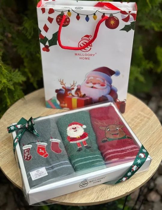 Подарунковий набір рушників махрових новорічний 3 шт.