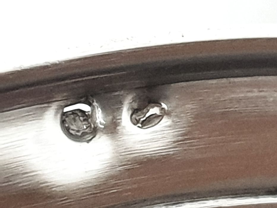 Antiga chávena de café com pires em prata portuguesa