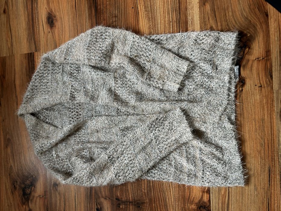 Kardigan  alpaka sweter oversize beżowy melanż  damski