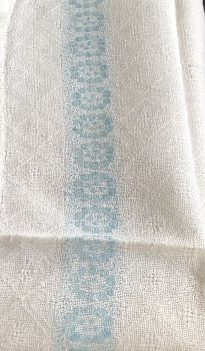 Серветки льон білі блакитно-бірюзові нові