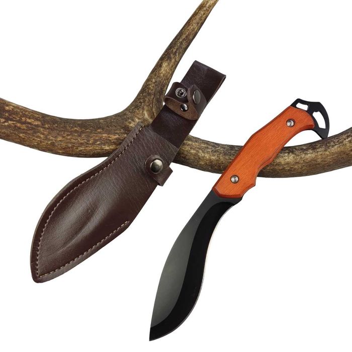 Nóż myśliwski FINKA KUKRI maczeta etui skóra full-tang drewno ND94