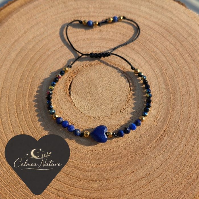 Bransoletka regulowana lapis lazuli, spinel i hematyt.