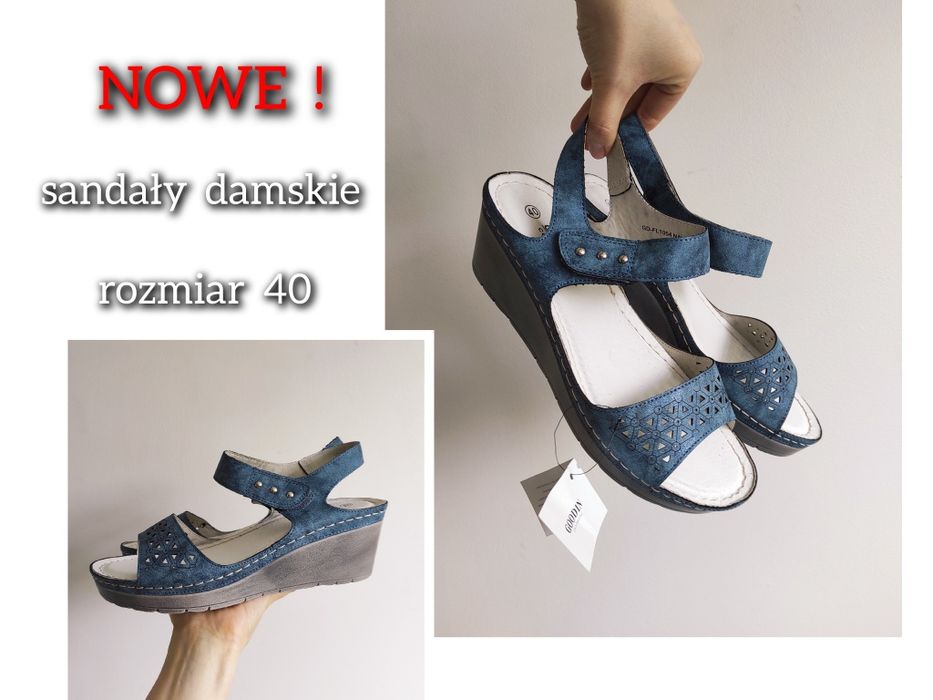 NOWE sandały damskie na koturnie ażurowe Goodin rozmiar 40