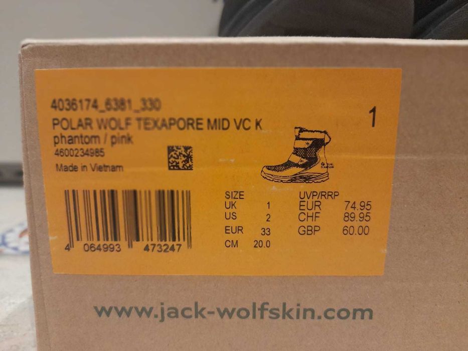 Dziecięce Buty zimowe śniegowce JACK WOLFSKIN rozm. 35
