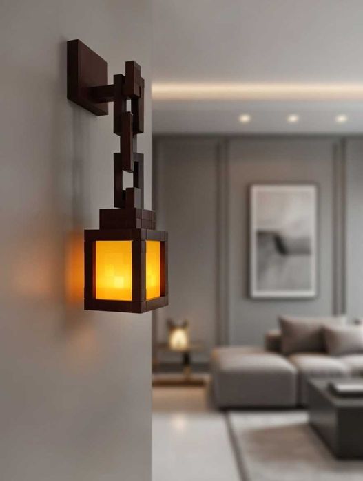 Настіний ліхтар у стилі майнкрафт, Minecraft, LED-свічка 3D-друк Декор