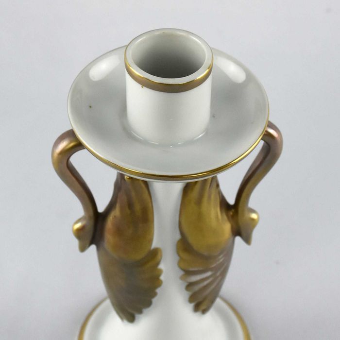 Castiçal em porcelana Artibus com dourados