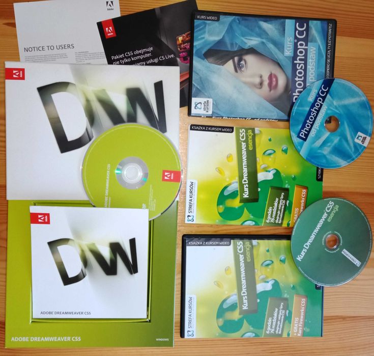Oprogramowanie ADOBE DREAMWEAVER CS5 PL - wersja pudełkowa, dożywotnia i bez subskrypcji + kurs wideo oraz kurs PHOTOSHOP CC z płytą