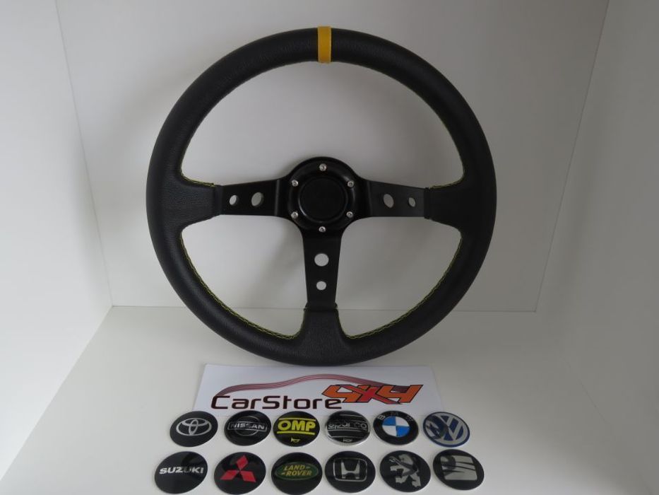 Volante Look OMP Pele Amarela 350mm