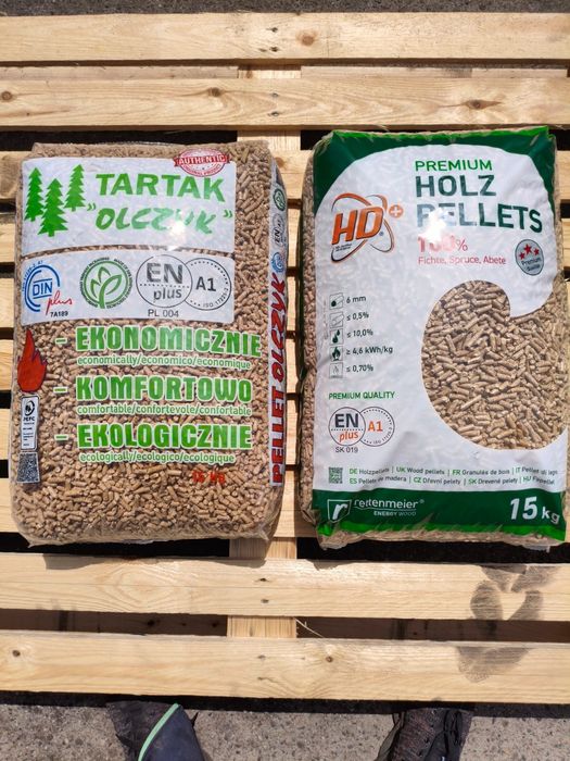 Pellet Olczyk cena za 1050kg na palecie A1 certyfikat. Holz pellet premium