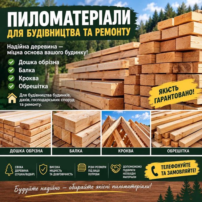 Пиломатеріали ,дошка ,кроква ,балка