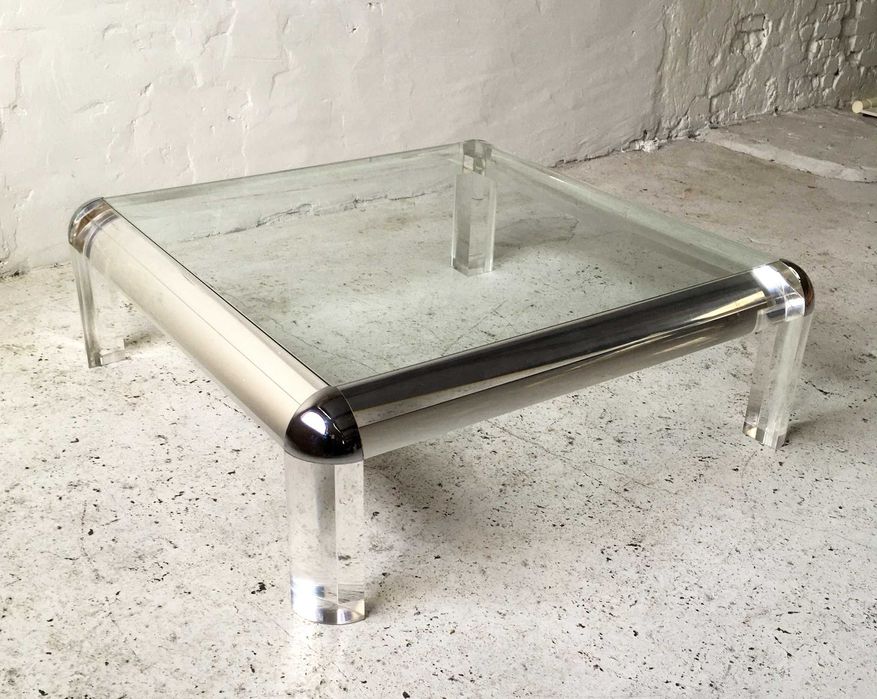 Duży stolik akrylowy lucite Karl Springer lata 70 80 vintage design