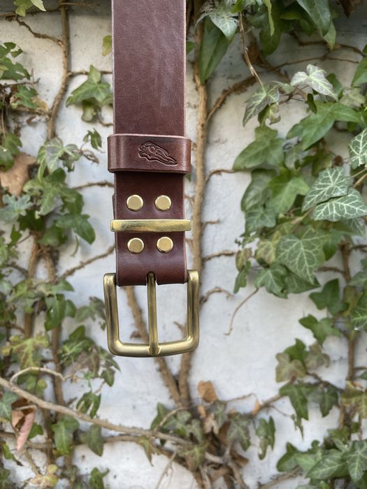 Pasek skórzany ręcznie robiony mosiądz