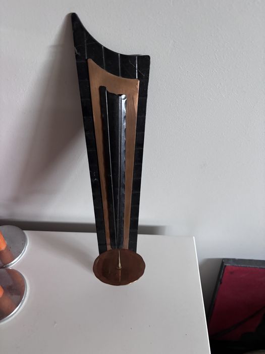 Świecznik wiszący retro prl miedź