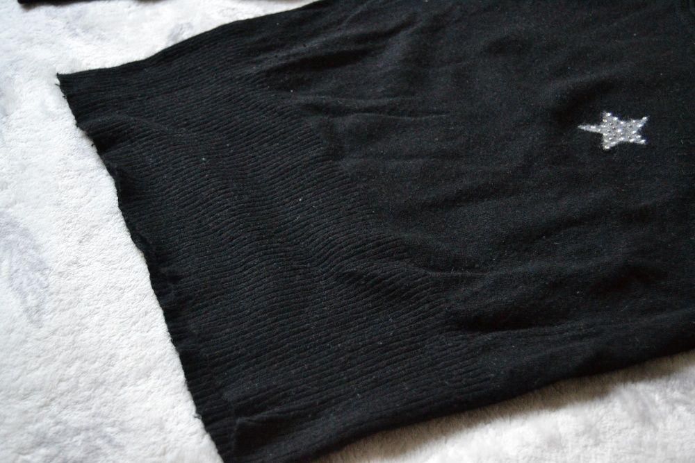 Czarny sweter 1 2 3 Paris Un Deux Trois gwiazdki 36 S 34 XS