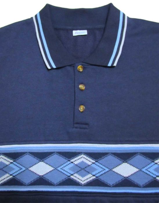 Damart  поло длинный рукав с орнаментом на флисе 6XL/7XL
