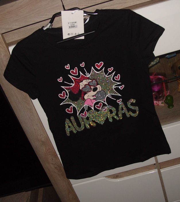 Serca _MIKI_HOLO cyrkonie czarna bluzeczka r. S/M