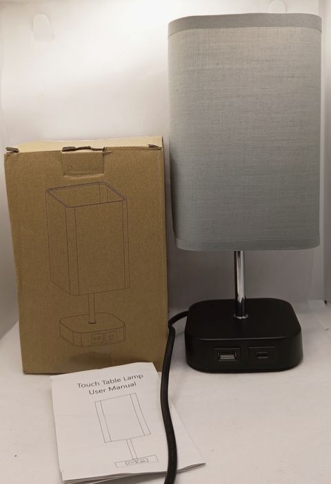 Dotykowa lampka nocna 3 tryby świecenia port USB-A USB-C