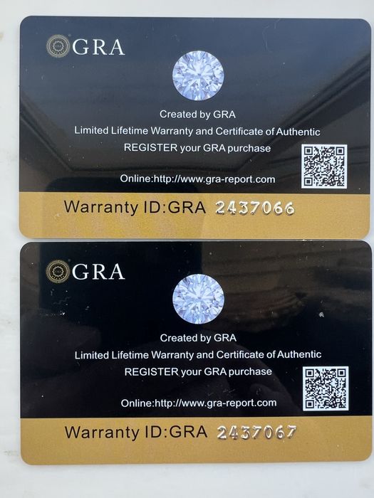 Моїсаніти 5 карат ( 2-штуки) з серт. GRA - грушевидний бріліант VVS1