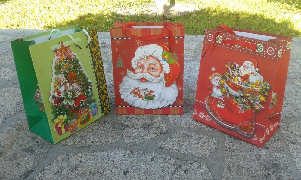 sacas / sacos de prendas Natal duplo cartão plastificado