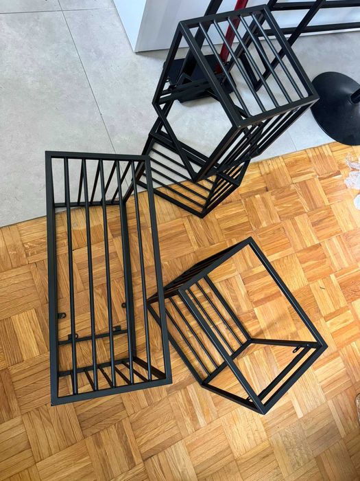 Regał modułowy metalowy czarny – nowy – na książki / loft