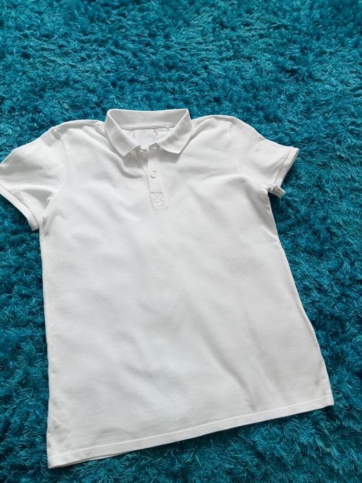 Polo koszulka chłopięca biała 152