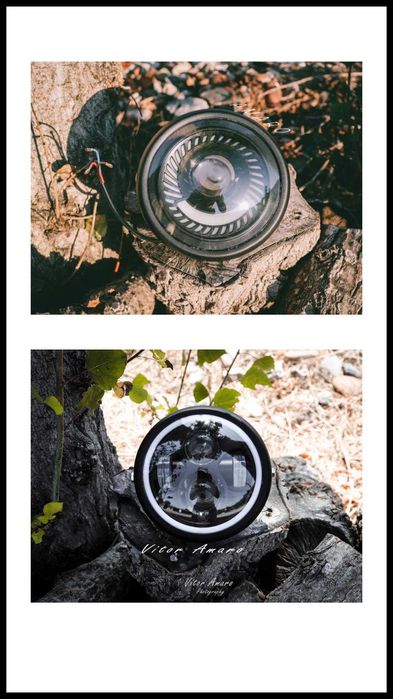 Farol Para Moto Cafe Racer/Scrambler Com Suporte (Led 2 Modelos)|NOVOS