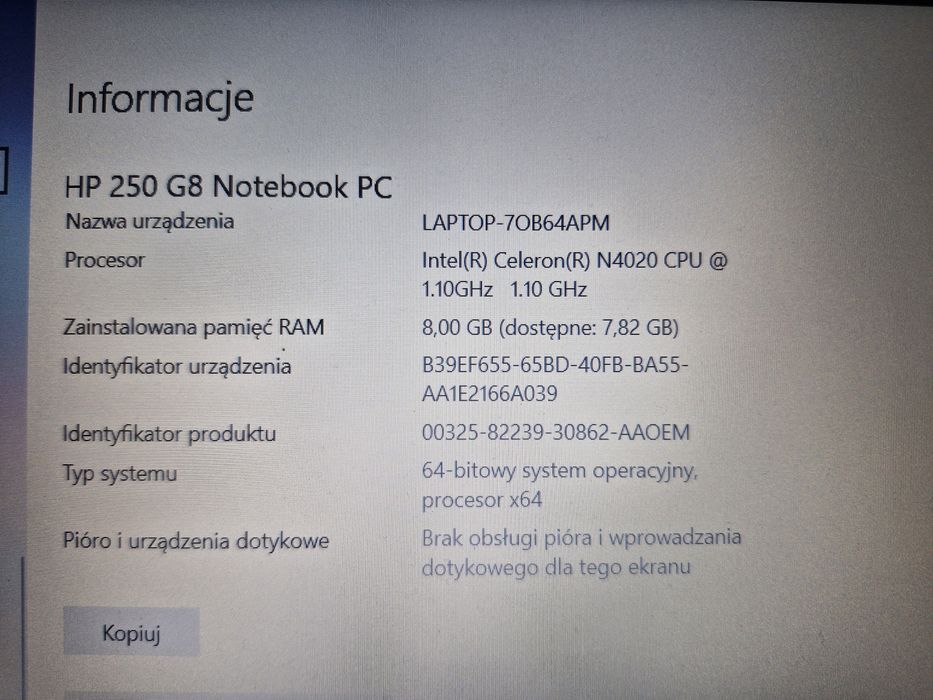 Laptop HP 250 G8