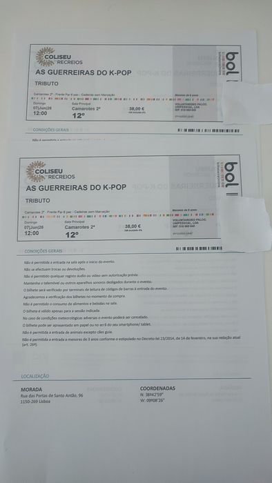 Guerreiras K-POP - 2 Bilhetes dia 7 junho