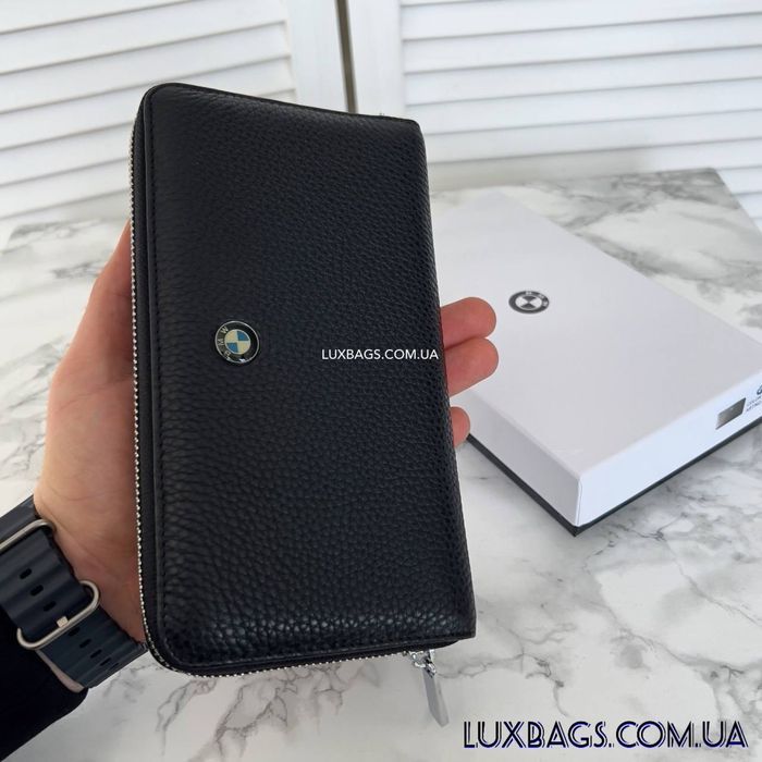 Мужской кожаный кошелек клатч BMW шкіряний гаманець