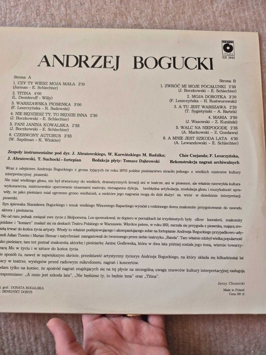Płyta gramofonowa Andrzeja Boguckiego