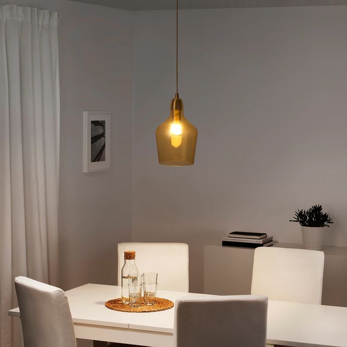 [Novo!] Candeeiro suspenso em vidro/amarelo, 23 cm