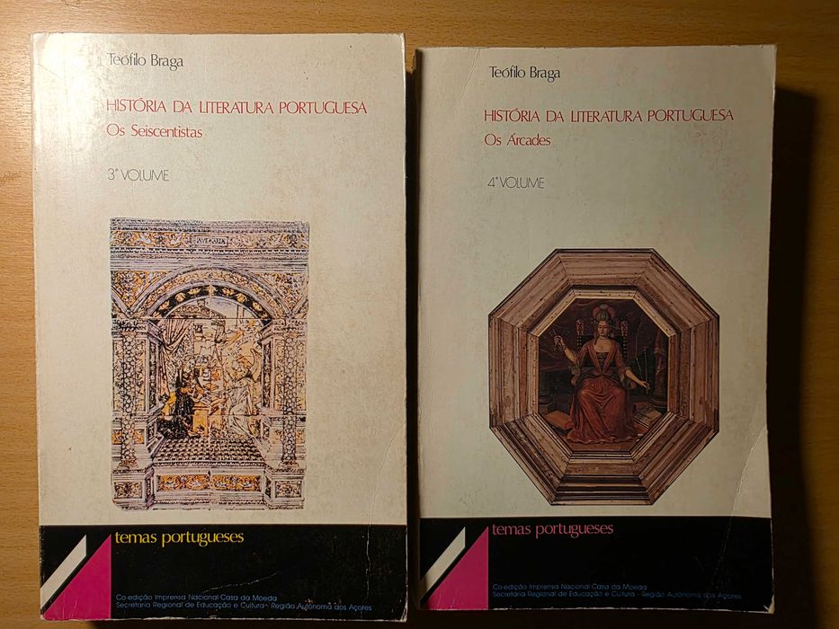 4 volumes da "História da Literatura Portuguesa" de Teófilo Braga