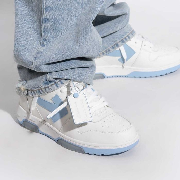 Кросівки Off-White Office Lighr Blue офф вайт офіс білі з блакитним