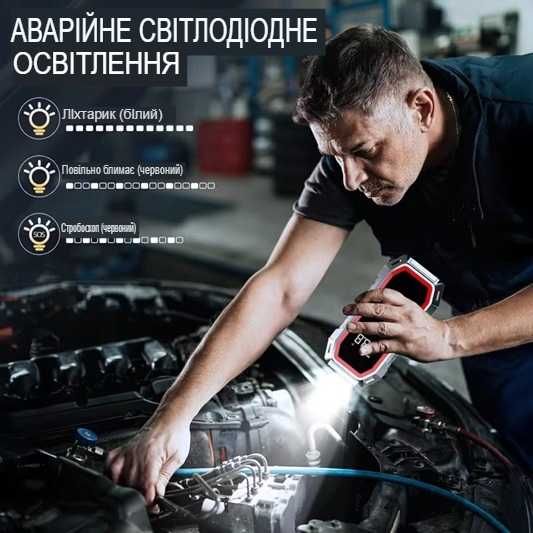 Пуско-зарядний пристрій авто бустер + компресор 3000A, 20 000 mAh