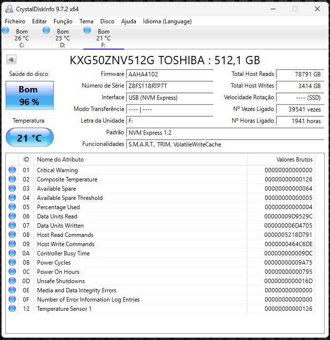 Toshiba SSD M2 NVME 512 Gb