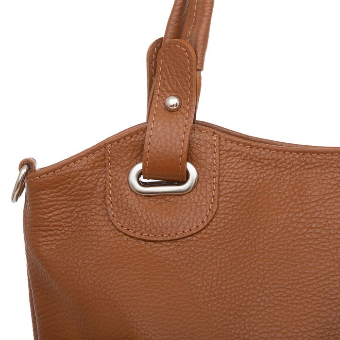 VERA PELLE torebka skórzana shopper z paskiem na ramię V658 camel