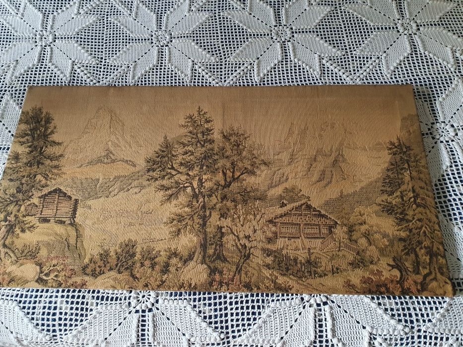 Tela paisagística em pano antiquíssima.
