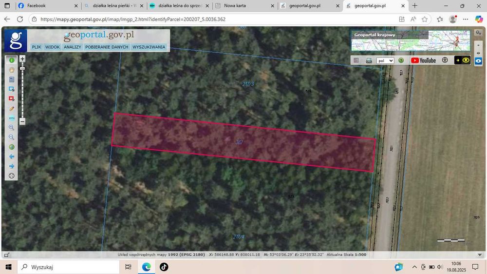 Działka leśna na sprzedaż 1100m 2