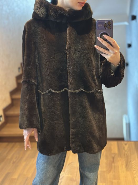 Шуба, дублянка натуральна коричнева