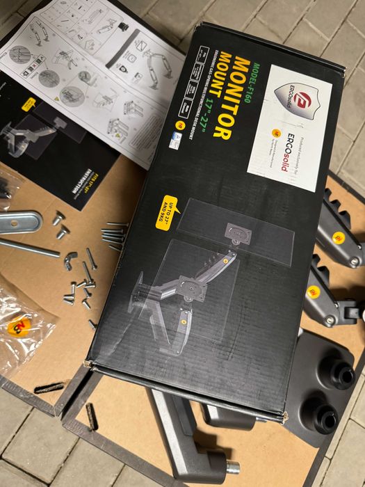 Uchwyt biurkowy Ergosolid na dwa monitory 17"-27" regulacja 3D VESA