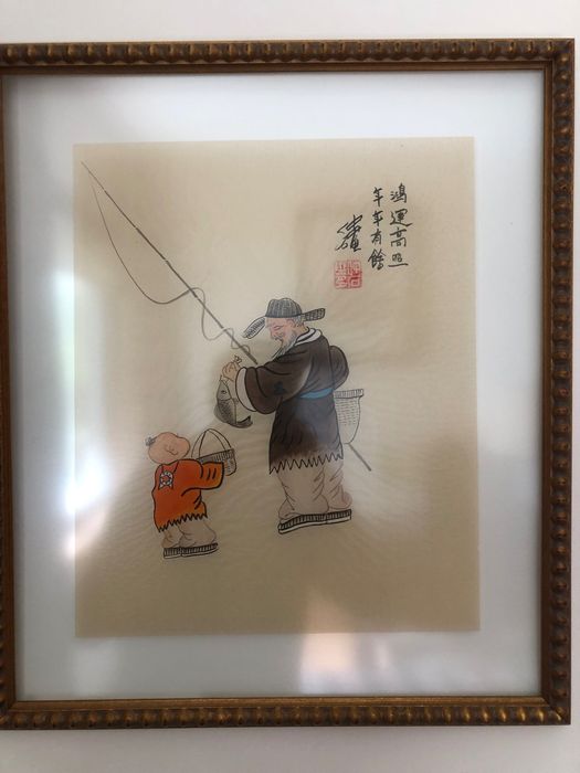 Pintura chinesa com caixilho