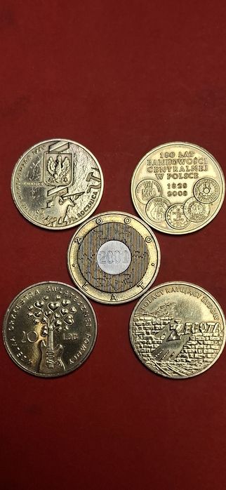 Monety okolicznościowe 2zł. 5 sztuk. Cena za komplet