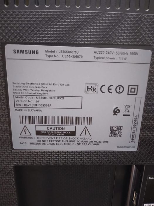 Smart TV Samsung 55 cali 4K Ultra HDR DVB-T2 HEVC Wi-Fi