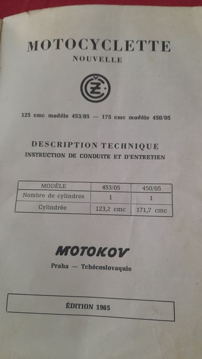 Manual Mota CZ Checoslováquia (1965)