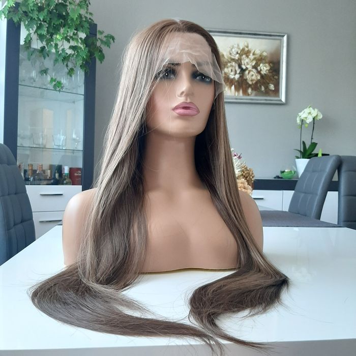 Peruka lace front brązowa mix jasny brąz