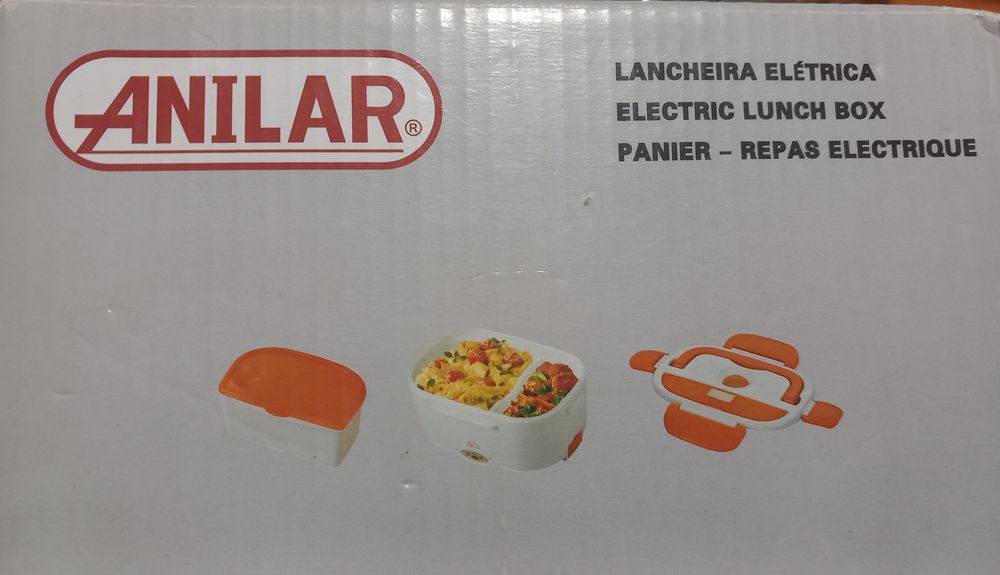 Lancheira elétrica branca e laranja NOVA