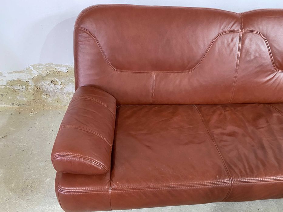 Шкіряний розкладний диван+2крісла з натуральноі шкіри